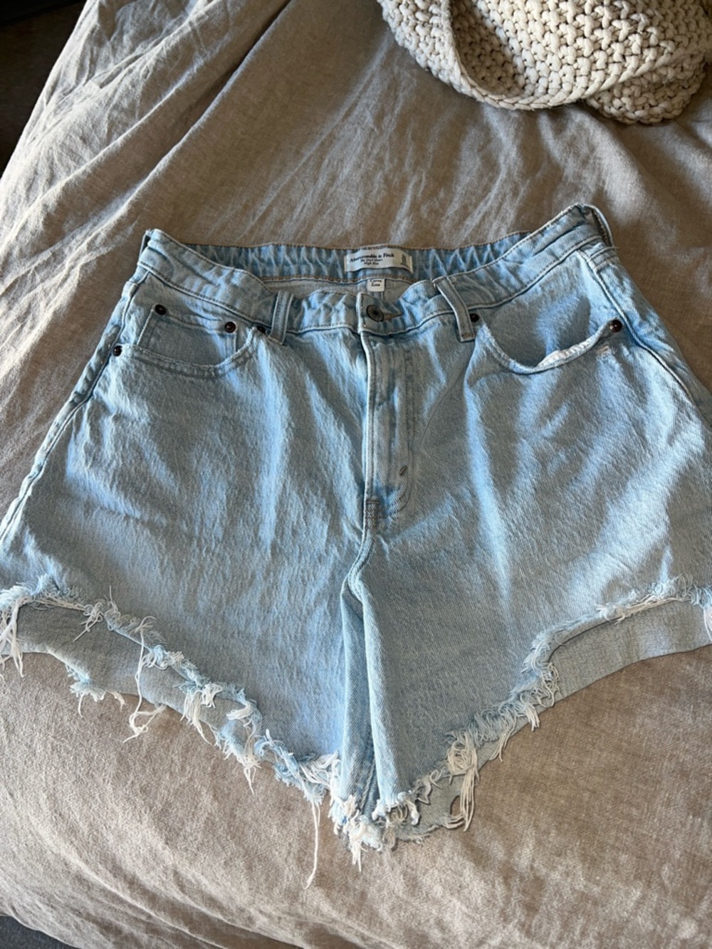 Abercrombie & Fitch Light Blue Distressed Denim Cutoff Shorts